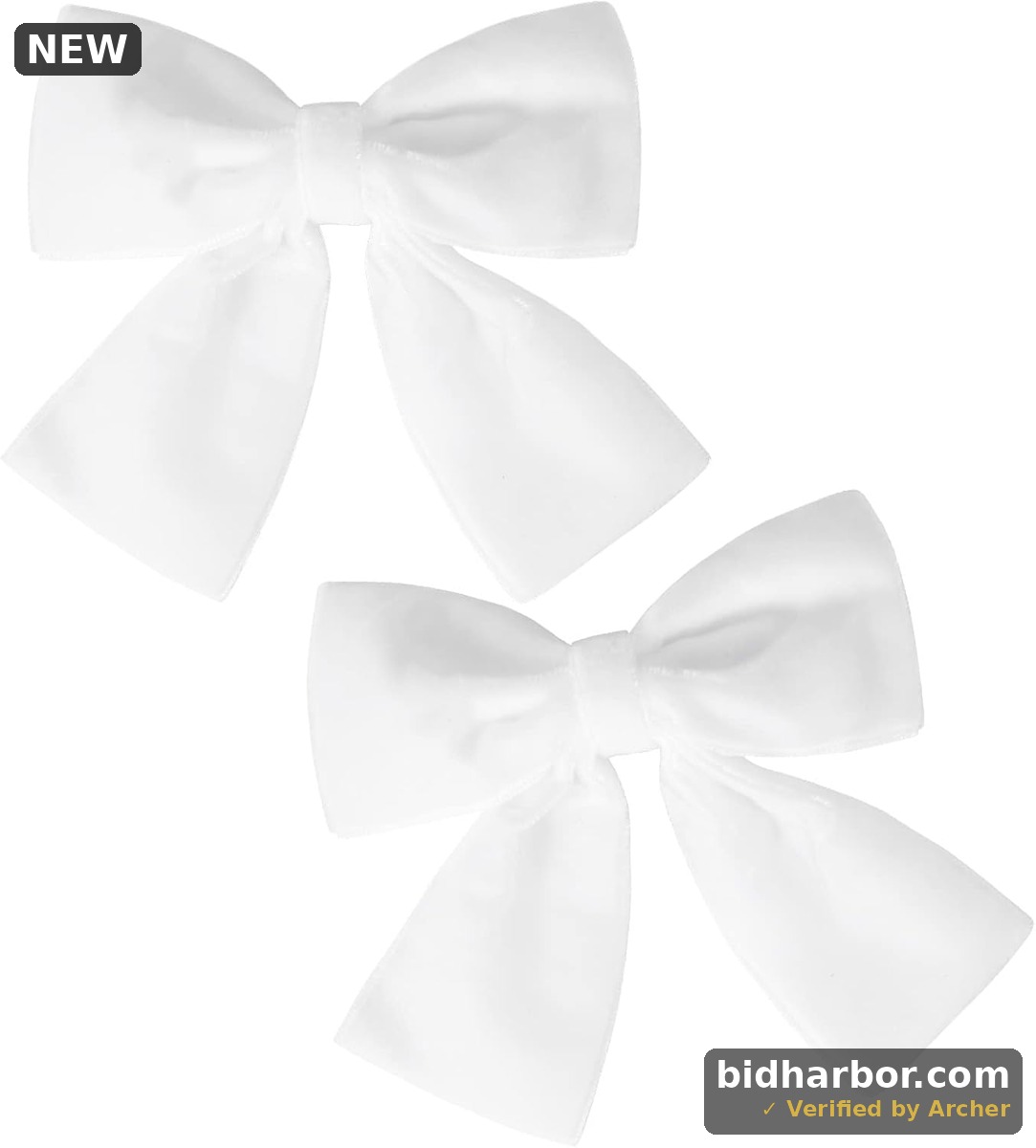 2PCS Velvet Hair Bows White Hair Ribbon Clips 4" Big Fall Alligator Clips Hair Accessories for Women Girls Toddlers Kids Baby