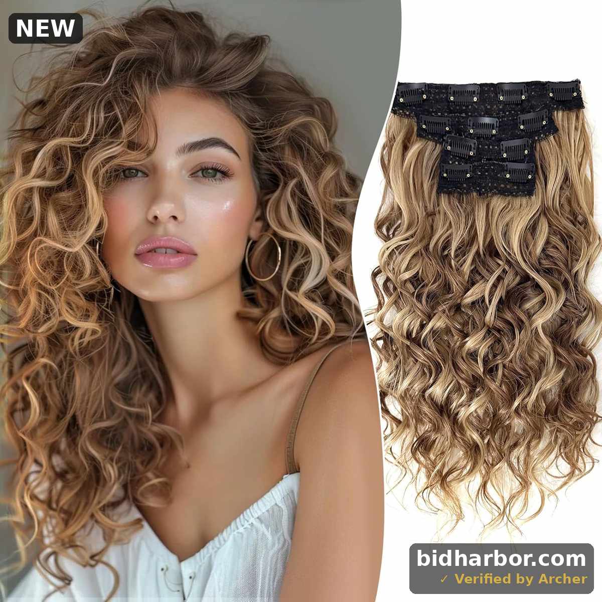 Clip in Hair Extensions, 4PCS 16 inch Curly Hair Extensions Short Soft Natural Hairpiece Lace Weft Curly Wave Clip Ins Extensions Invisible for Women