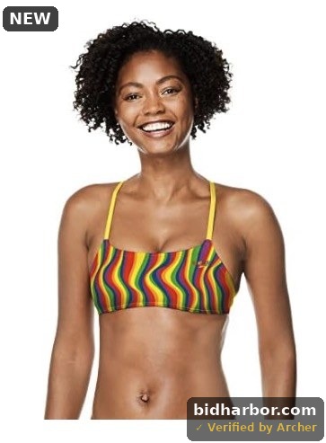 Women's Standard Swimsuit Top Bikini Endurance Strappy Back Demi, Rainbow Tide, X-Small
