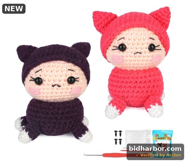 2Pcs Crochet Kit for Beginners Cute Crochet Animal Kits with Step-by-Step Video Tutorials DIY Craft Knitting Kit Learn to Crochet Kits for Adults and Kids (40%+ Yarn) - Actual Items May Differ From Catalog Images