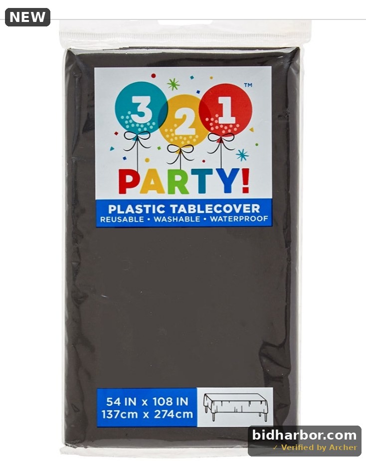 Lot of 1 - 321 Party! Plastic Tablecover 54" X 108" Midnight Black
