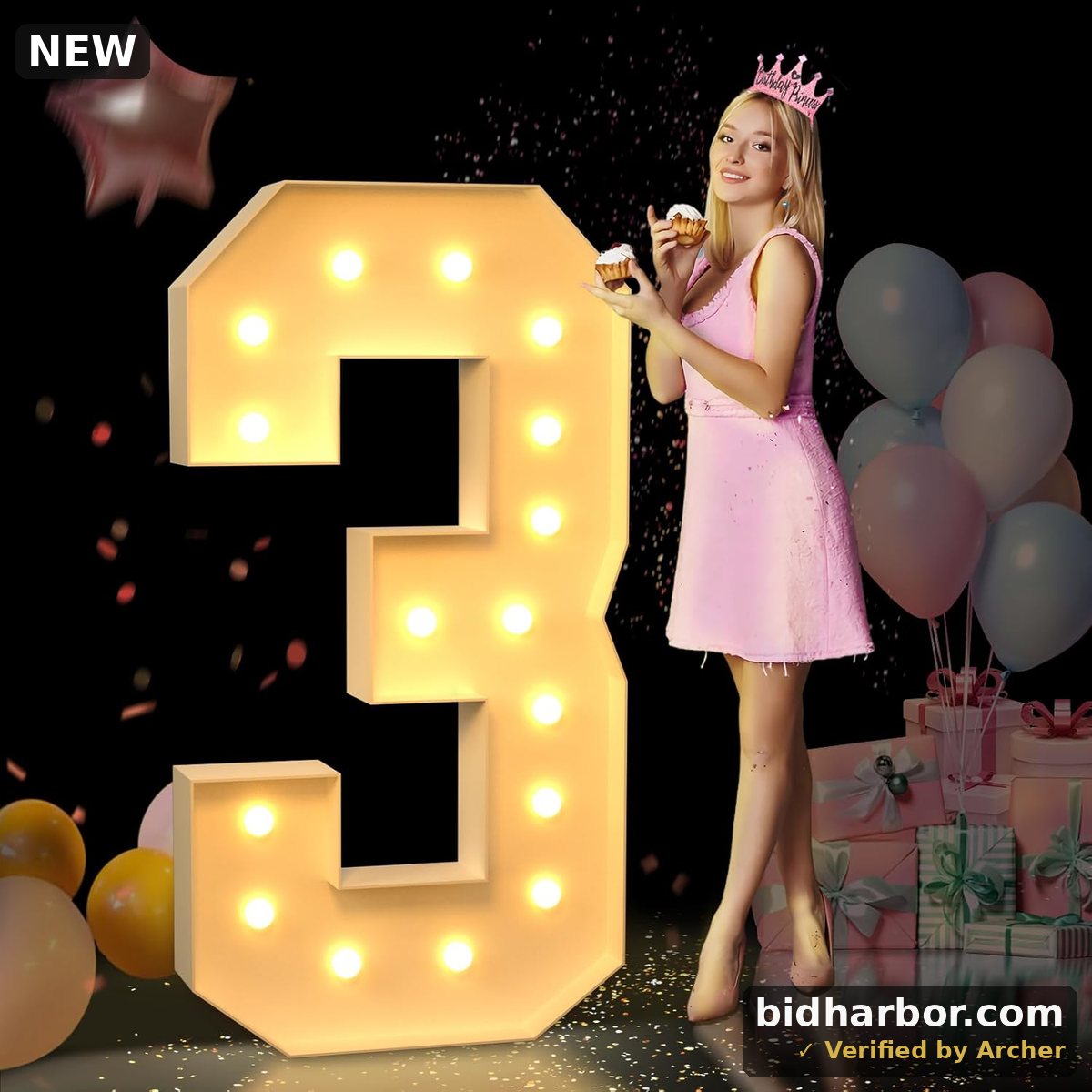 5FT Light Up Numbers, Marquee for 30th Birthday Decorations, Anniversary Party Decor, Mosaic for Balloons, Pre-Cut Foam Board Kit (Assembly Required)