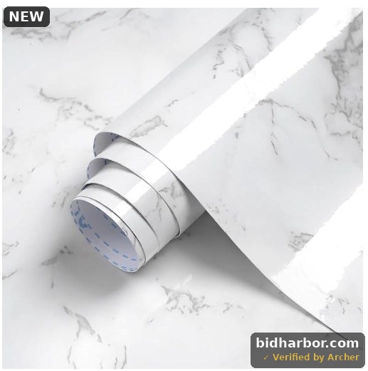 Marble Peel and Stick Wallpaper - White Granite Contact Paper - 15.7'x197' Waterproof Renter Friendly Countertop Repair