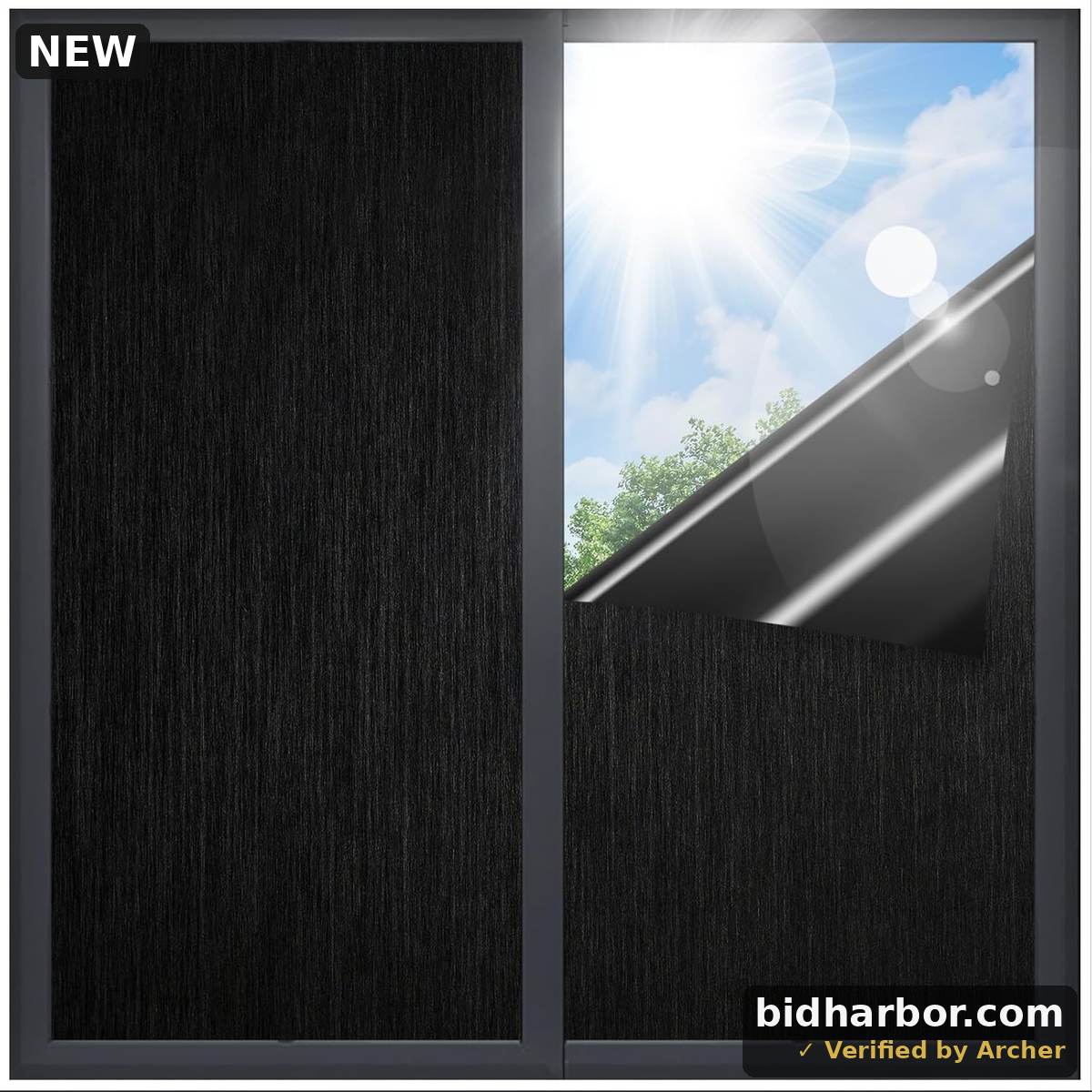 Blackout Window Privacy Film 100% Lighting Blocking Opaque Room Darkening Film Anti UV Static Cling Removable Frosted Black Out Window Tint Cover for Day Sleep Bathroom (29.5 x 78.7 Inches)