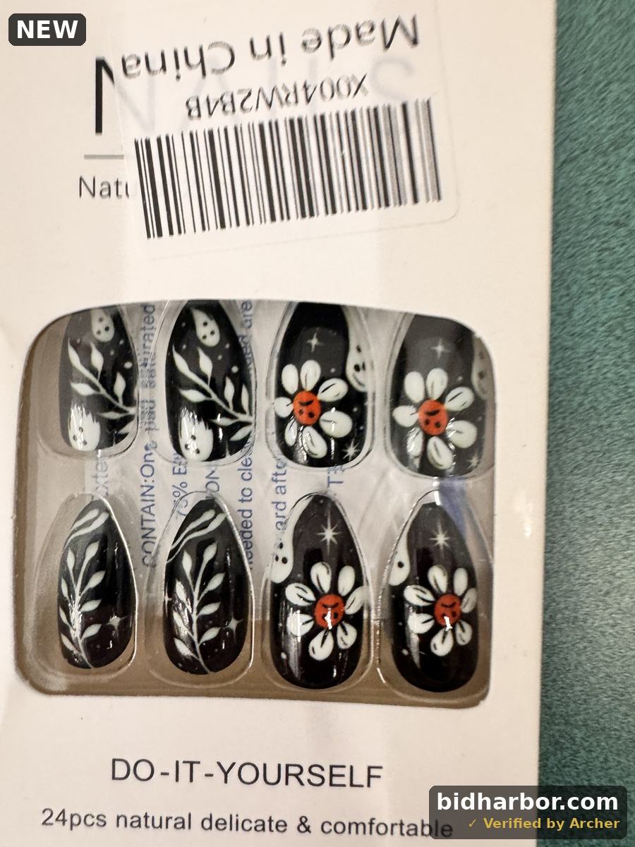 Halloween Press on Nails Medium Almond Fake Nails Cute False Nails with Ghost Pumpkin Spider Designs Black&White Stick on Nail Matte Glue on Nail for Women Girls 24Pcs