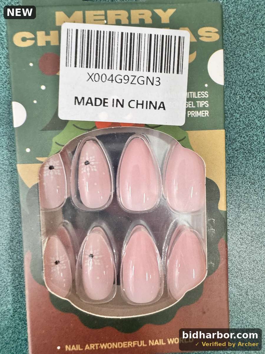 Pink Press On Nails - Almond Medium Snowflake False Nails Winter French Tip Gradient Pink Snow Acrylic Glue On Nails Christmas Stick On Nails for Women 24Pcs