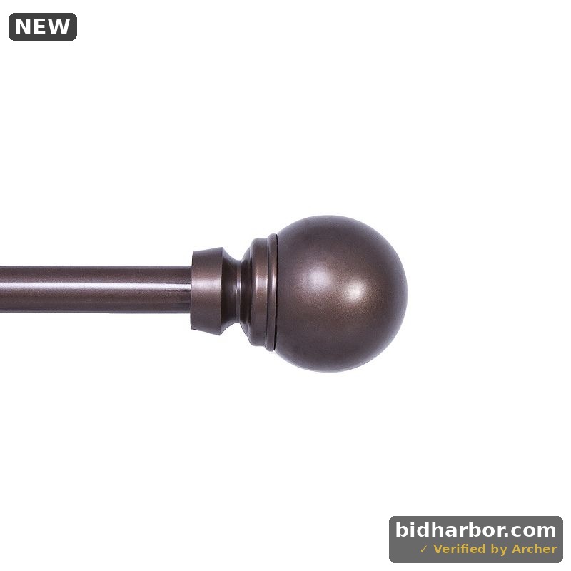 Mae 28 in. - 48 in. Adjustable Single Curtain Rod 5/8 in. Diameter in Chocolate with Round Finials
