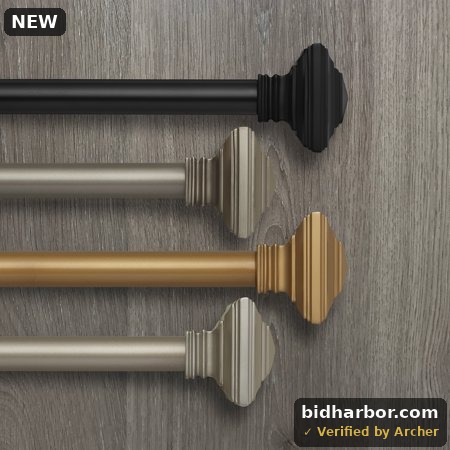 Elrene Home Fashions Florence Single Curtain Rod with Stacked Square Finial Polished Nickel 86 X 120