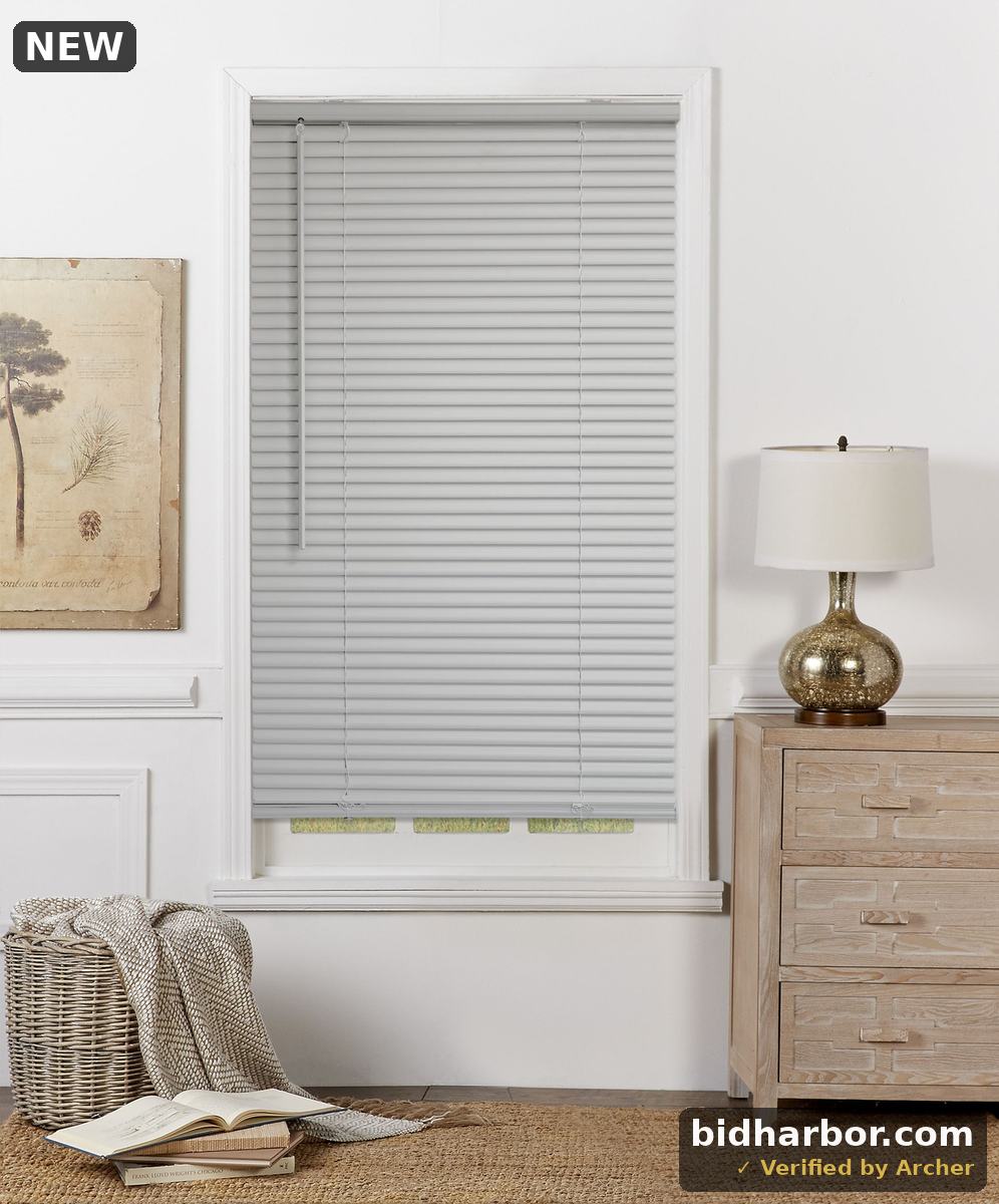 Mainstays 1 in Cordless Room-Darkening Vinyl Blind, Gray, 35 W x 64 L in