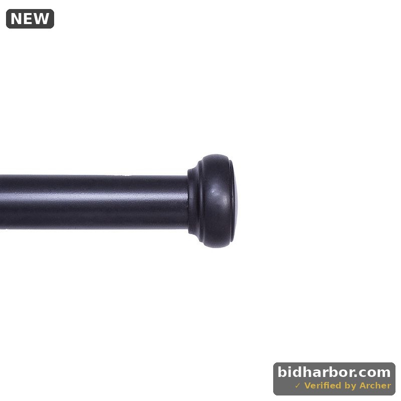 Weaver 90 in. - 130 in. Adjustable Single Curtain Rod 1 in. Diameter in Black with Cap End Finials