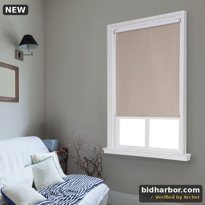 Wide Width Cut-to-Width Spring Vinyl Roller Shade by Whole Space Industries in Sand (Size 47 W 64 L)