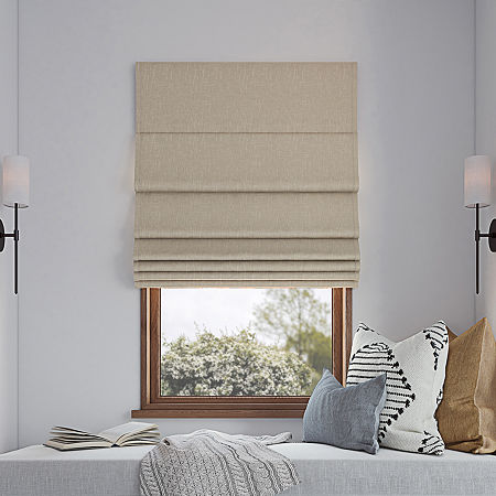 Sun Zero Pryer 1-Piece Textured 100% Blackout Cordless Roman Shade 39 X64 Stone