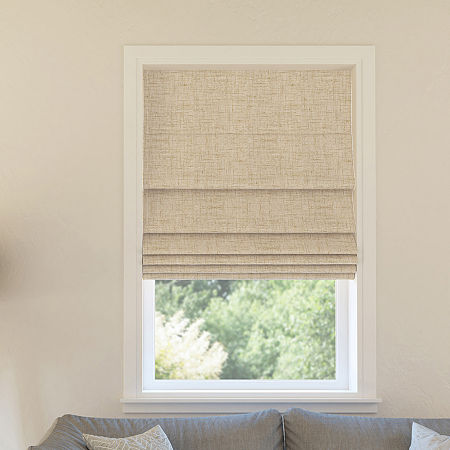 Somerton Cordless Taupe 100% Blackout Textured Fabric Roman Shade 27 in. W X 64 in. L