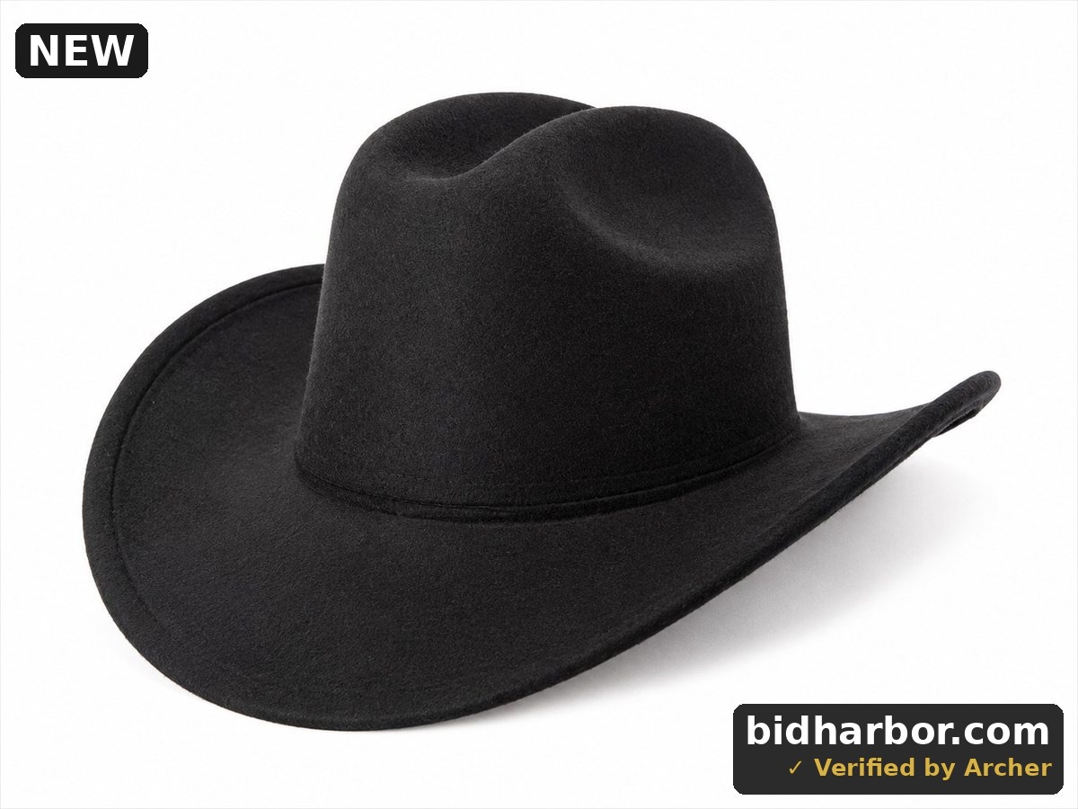 New Black Western Cowboy Hat – Wide Brim – Size 57 – 100% Polyester