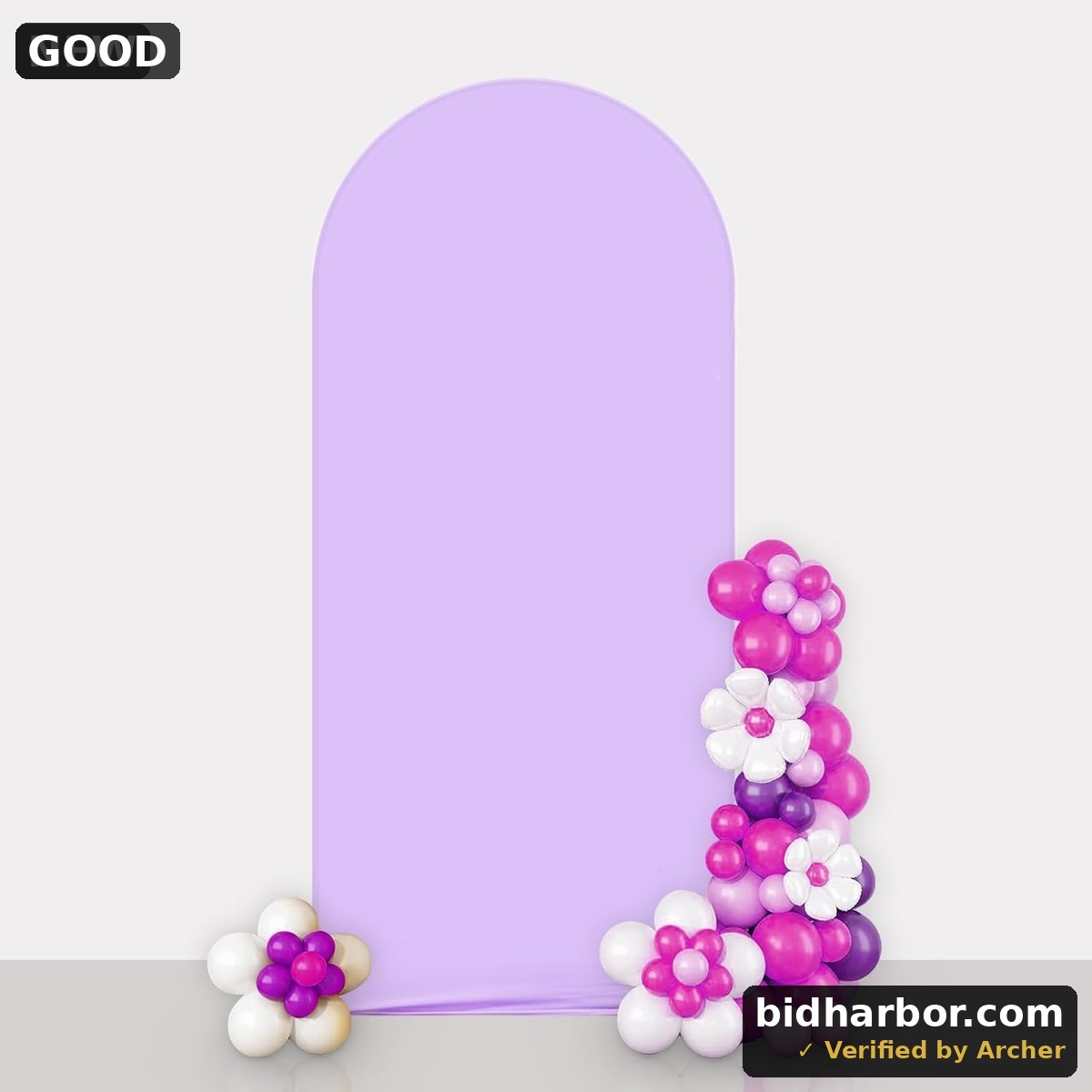 AIBIIN 2.6x6ft Purple Arch Wall Backdrop Violet Round Top Backdrop Cover Solid Color Round Top Arch Frame Cover 2-Sided Fit Backdrop Stand Wedding Bridal Shower Bride to Be Engagement Birthday Decor