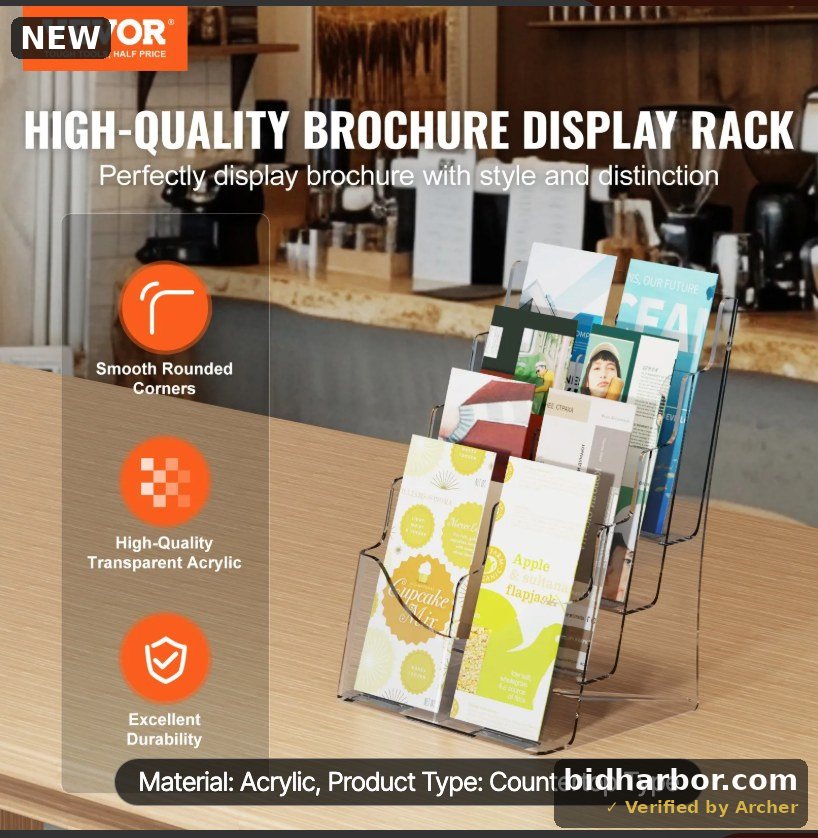 VEVOR Acrylic Brochure Holder 8.5 x 11 inch, 4-Tier Clear Acrylic Literature Display Stand, Plastic Literature Organizer Flyer Stand & Removable Divider for Office Exhibition, Countertop or Wall Mount