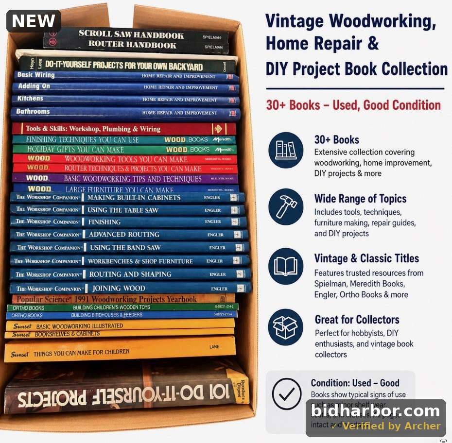 Vintage Woodworking, Home Repair & DIY Project Book Collection – 30+ Books – Used, Good Condition