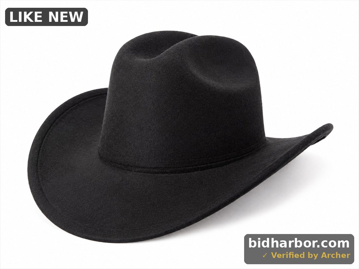 Black Western Cowboy Hat – Wide Brim – Size 57 – 100% Polyester — Size 57 / Medium