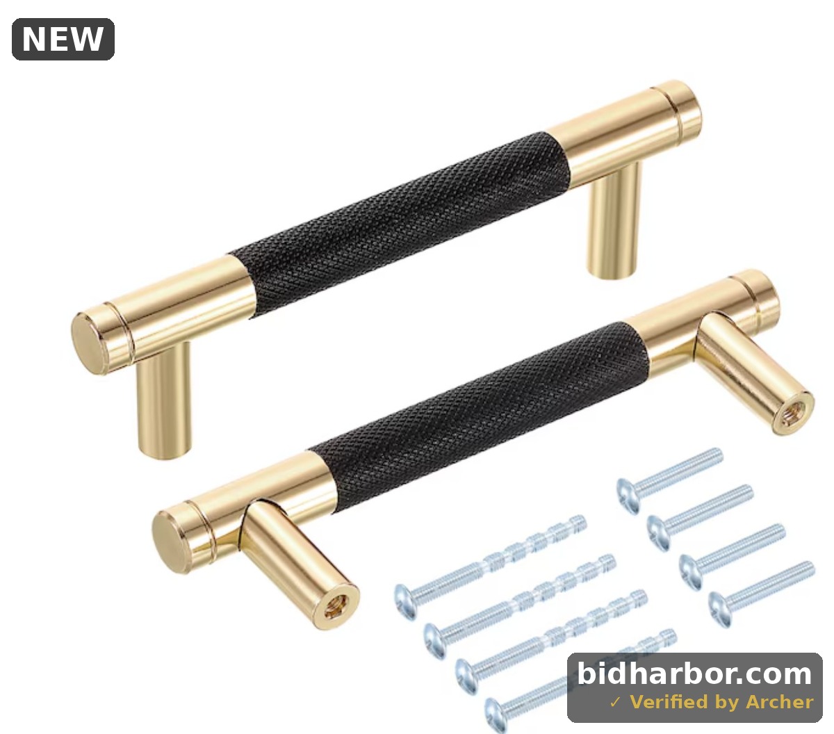 Knurled Cabinet Pull Handles — 4", Champagne, 12-Pack