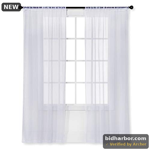 Room Essentials Sheer Crinkle Curtain Panel — White, 40"×63"