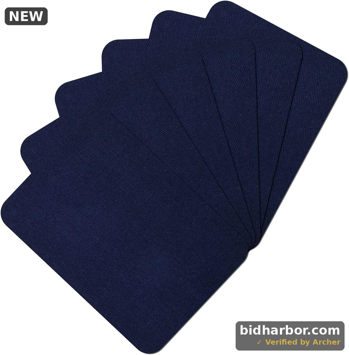 Iron-On Fabric Repair Patches — 100% Cotton, 3"×4.25", 6-Pack Dark Blue
