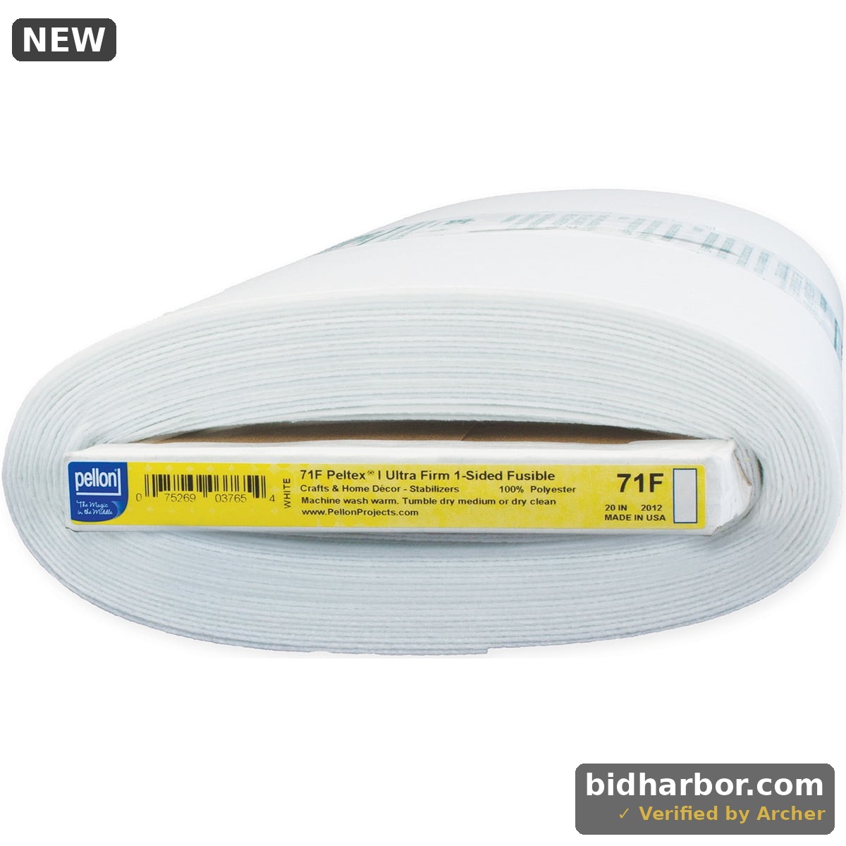 Pellon 71F Peltex Fabric Interfacing — White, 20" × 10 yd Bolt