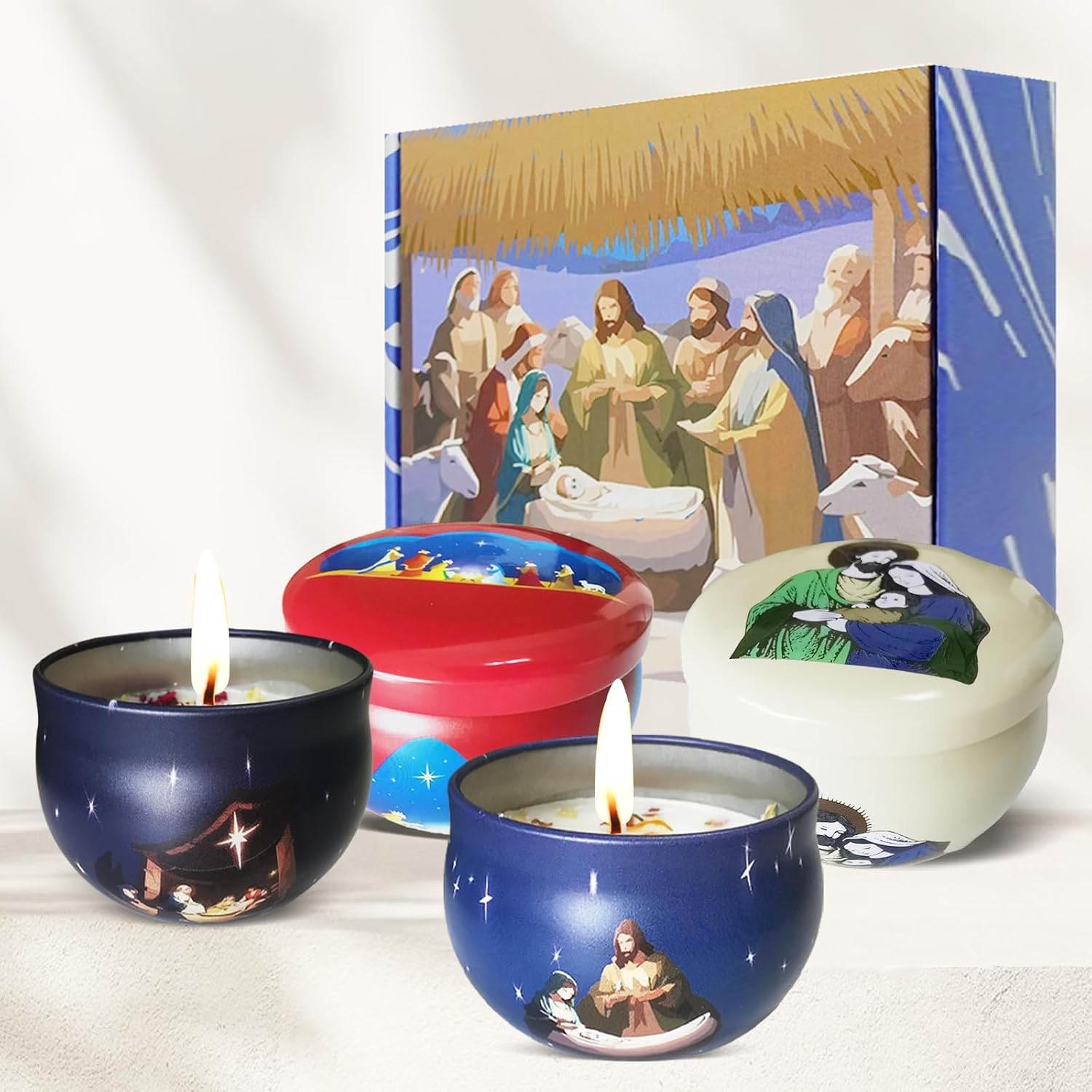 Nativity Scene Scented Candles Gift Set — 2.5 oz, 4-Pack