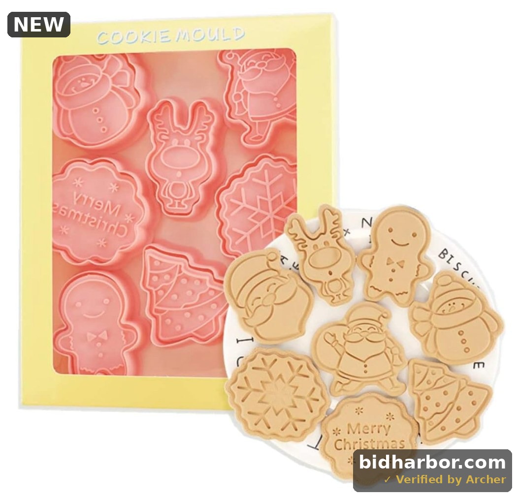8 Pieces Cute Christmas Cookie Cutter Cookie Moulds For Baking Cookie Mould Press Christmas Cookie Mould Set Kitchen Tools Plastic Cookie Stamps
