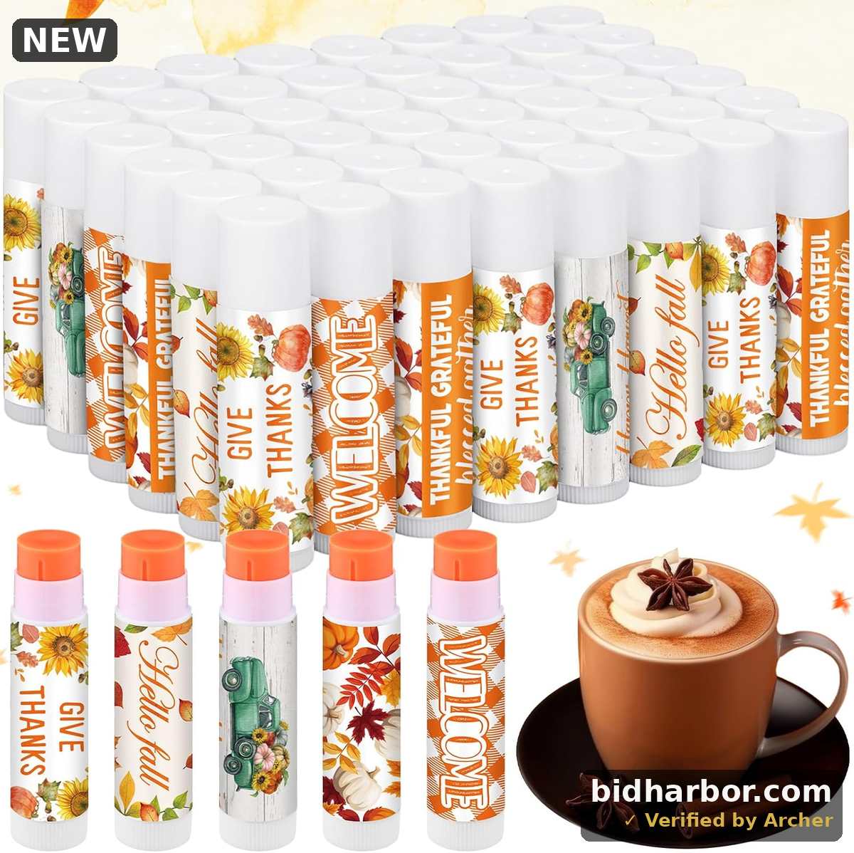 Pumpkin Spice Lip Balm Party Favors — 50-Pack