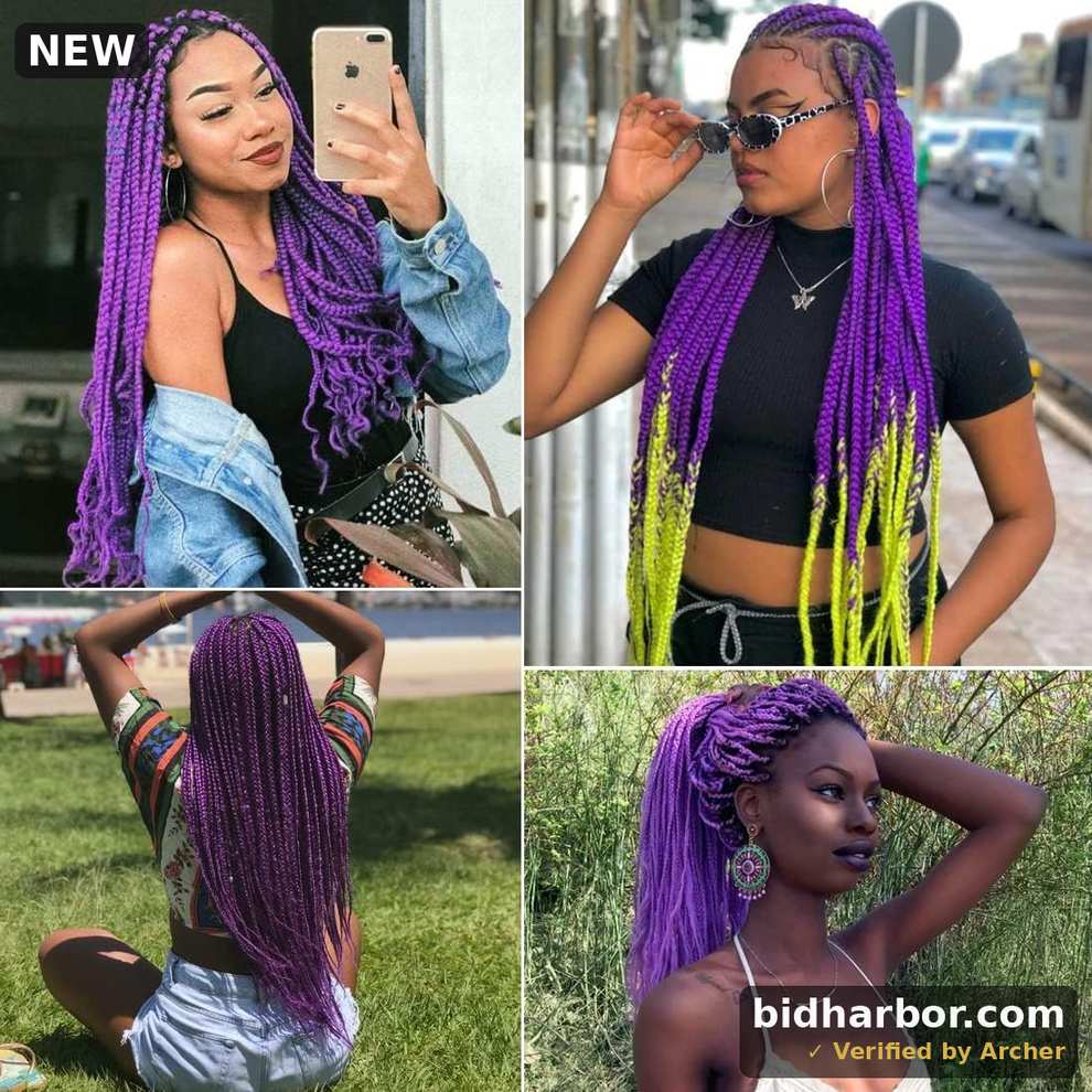 Pre-Stretched Braiding Hair — Purple Yaki Straight, 24", 2-Pack