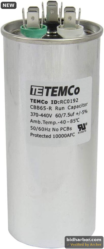 TEMCo Dual Run Capacitor CBB65 — 60/7.5 MFD, 370-440V, Round