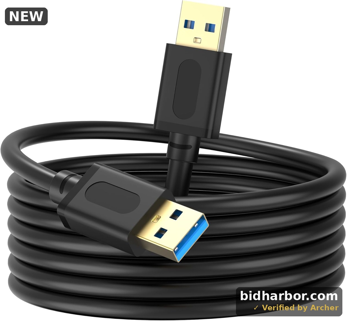 Jelly Tang USB 3.0 Male-to-Male Cable — Gold-Plated, 3 ft