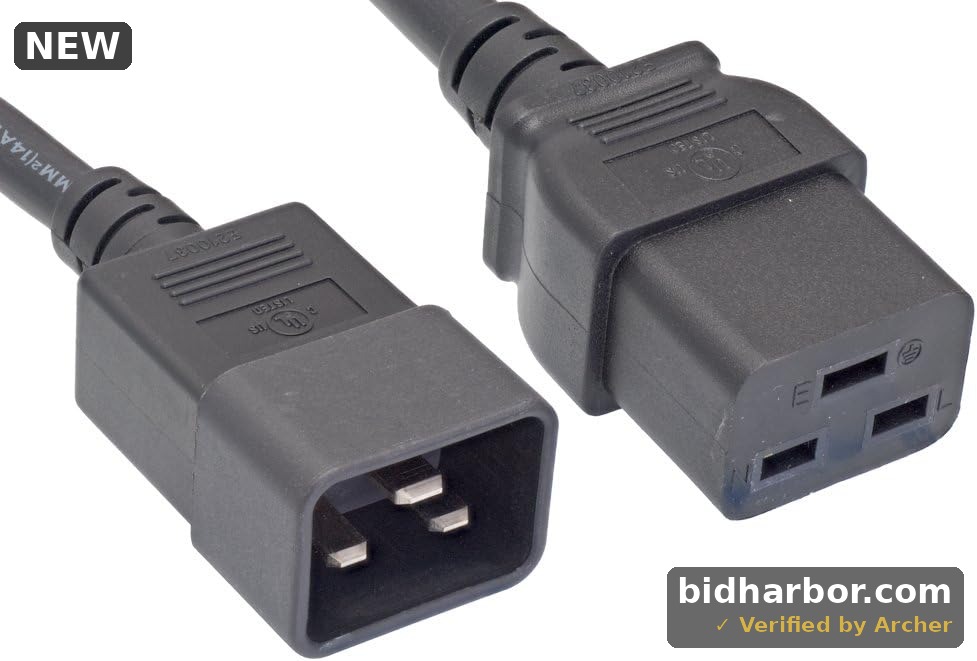 Cablelera AC Power Cord Extension — C20 to C19, 12AWG, 20A 250V, 3 ft