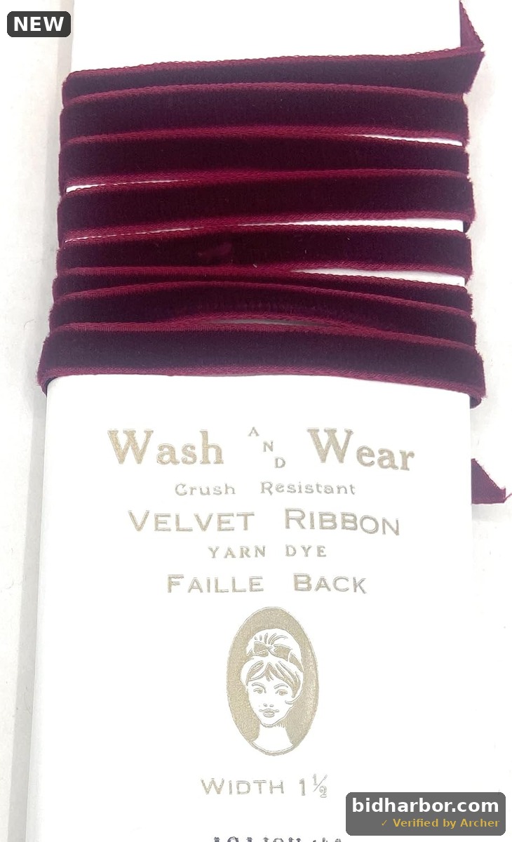 Velvet Ribbon — Acajou Burgundy, 3/8" Wide, 5 Yards, Made in France