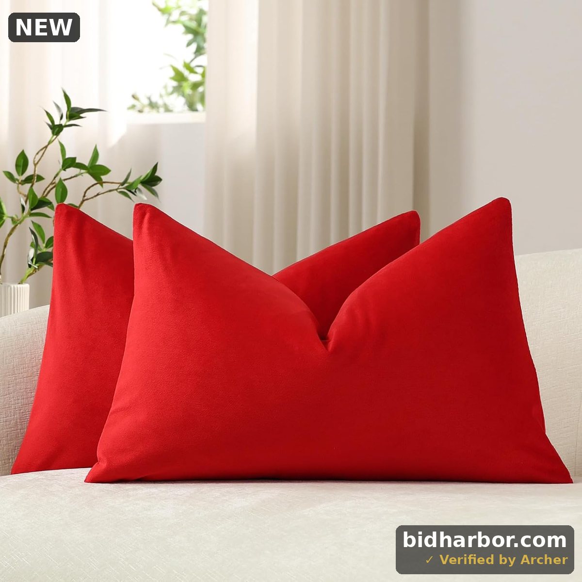Velvet Lumbar Pillow Covers — Christmas Red, 12×20", 2-Pack