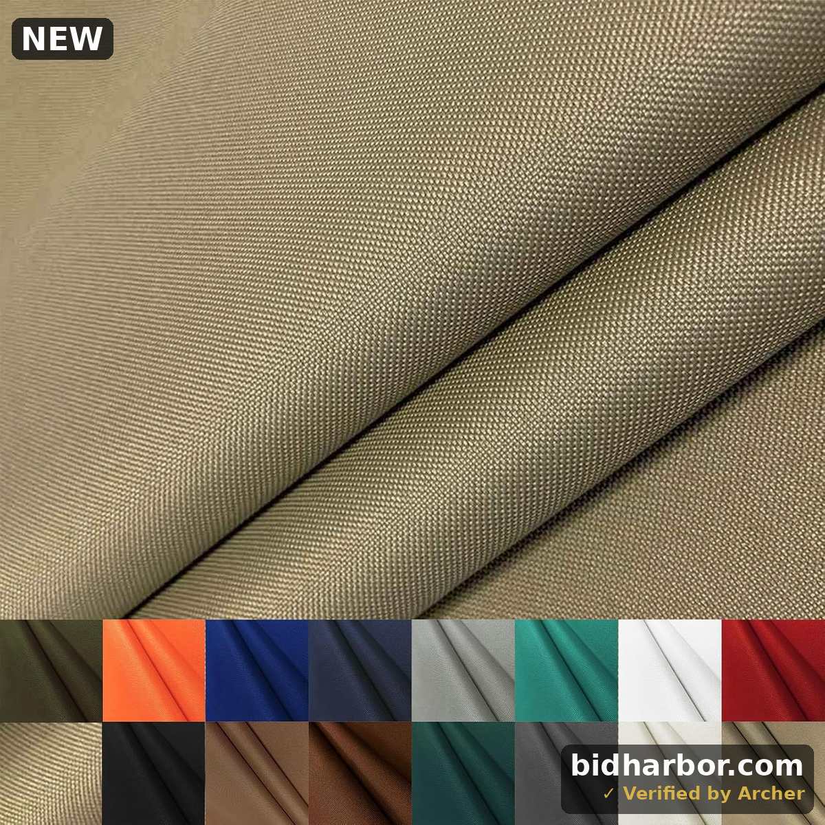 Waterproof Canvas Upholstery Fabric — 600D Polyester, 58" Wide, 1 Yard Khaki