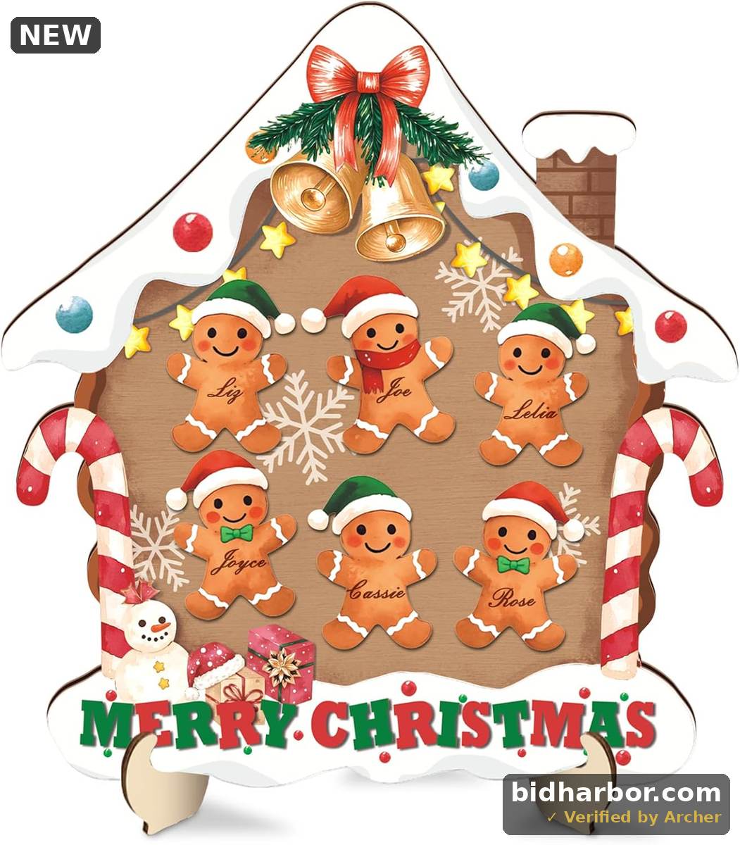 3D Gingerbread Man Christmas Ornament — Personalized DIY Family Name