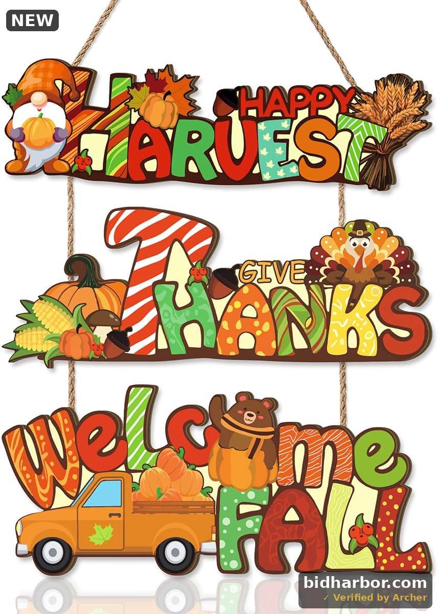 'Welcome Fall' Pumpkin Wood Hanging Sign