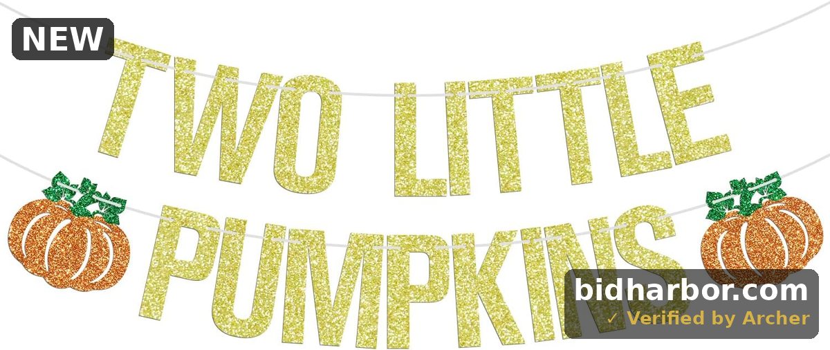 Two Little Pumpkins Banner — Pumpkin Twins Baby Shower, Gold Glitter