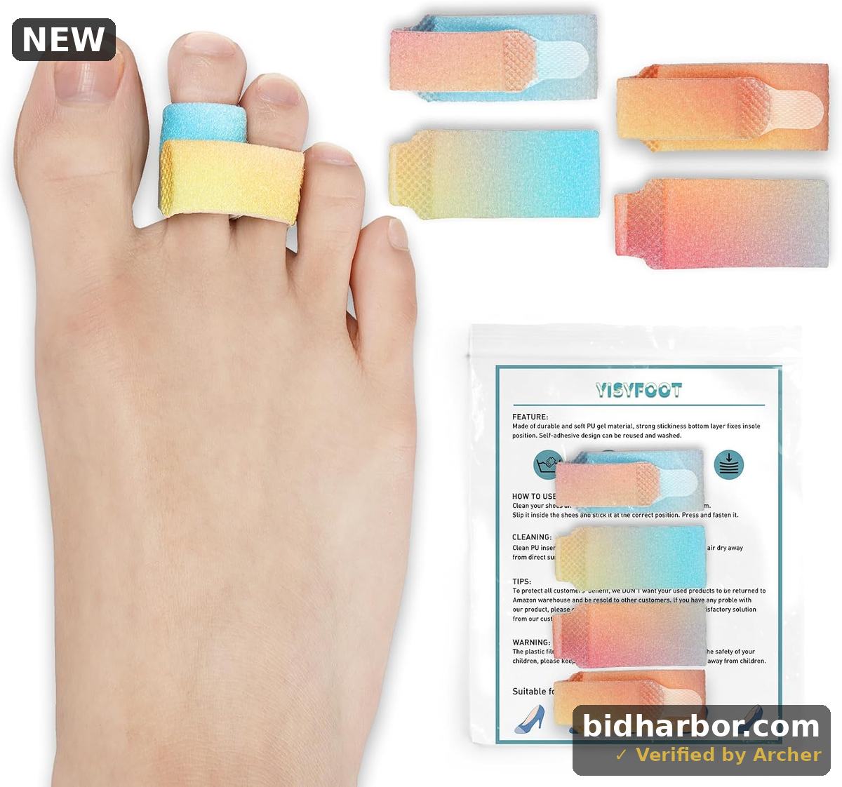 Hammer Toe Corrector Wraps — Fabric Buddy Toe Straighteners, 4-Pack