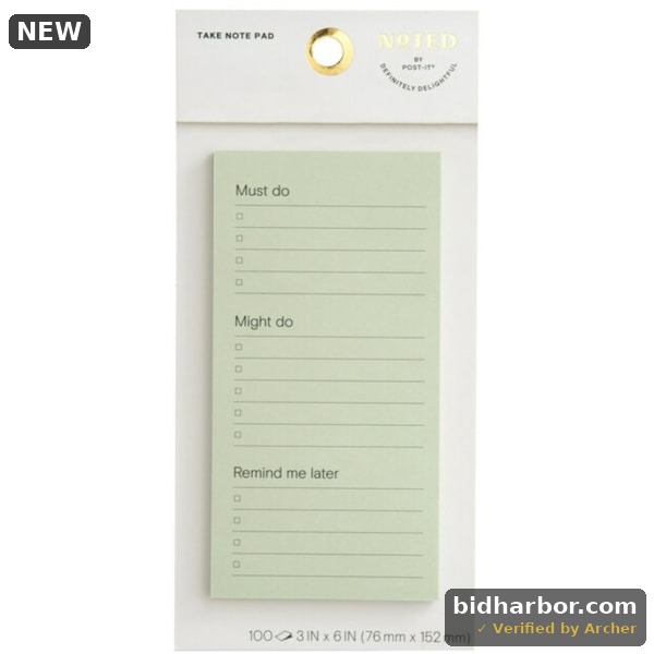 Post-it List Notes NTD6-36-2 — 2.9 in × 5.7 in (73 mm × 144 mm)