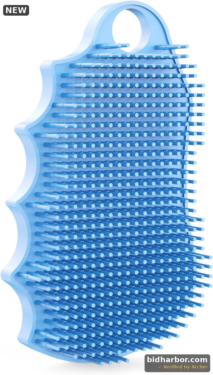 Silicone Body Scrubber — Silver-Infused Dual-Sided 3-in-1 Shower Loofah, Blue
