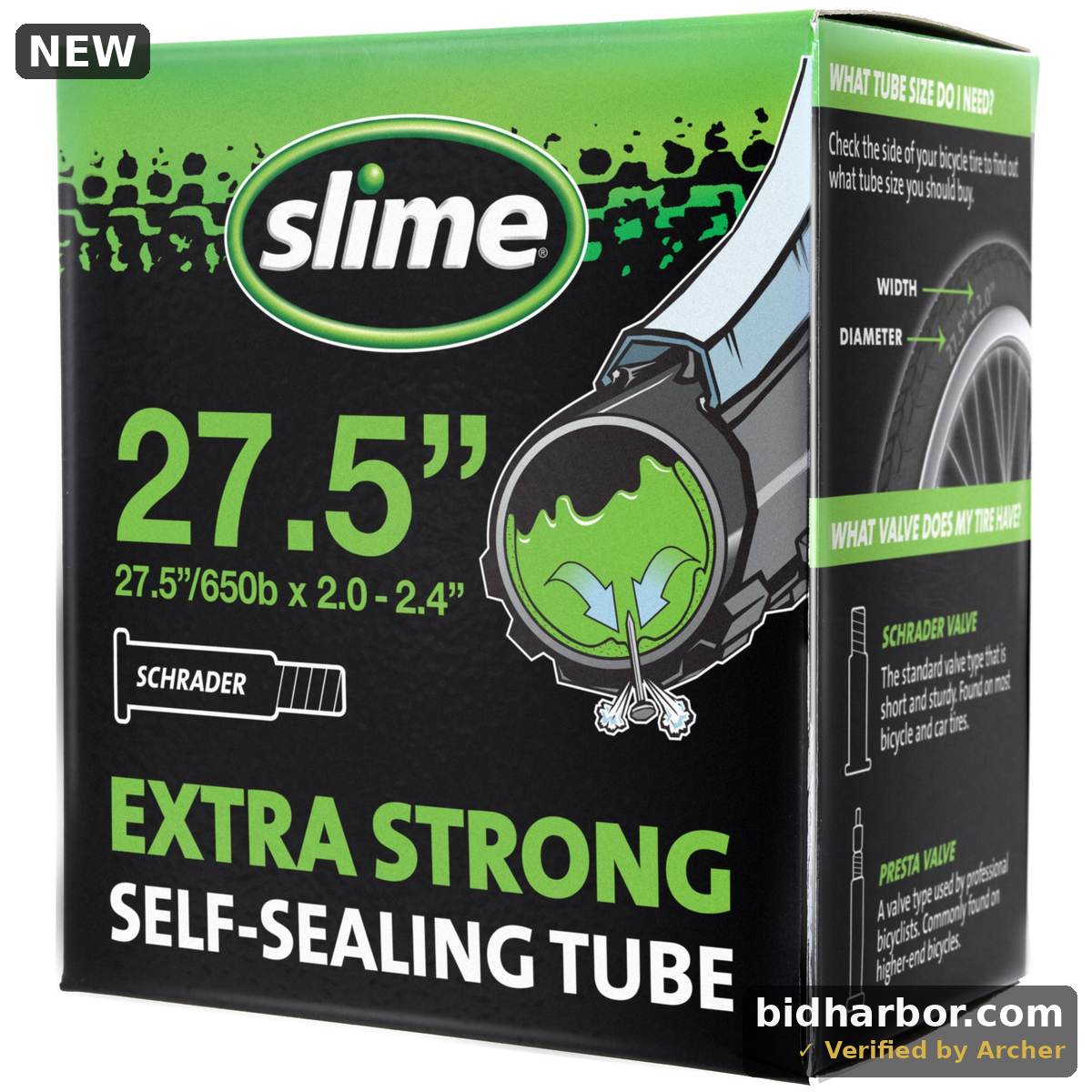 Slime Self-Sealing Bicycle Tube 30088 — Schrader, 27.5 × 2.0–2.40 in
