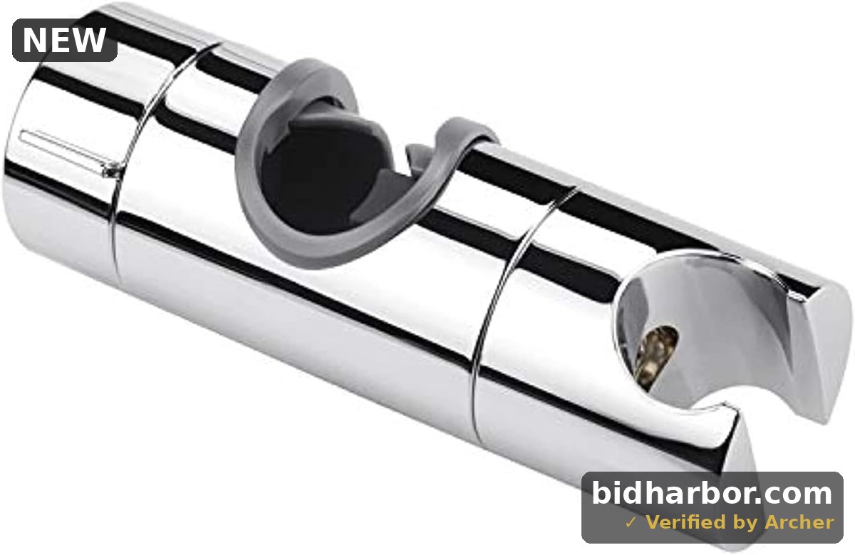 Adjustable Shower Head Holder for Slide Bar — Universal 18-25mm, 360° Rotation, ABS Chrome