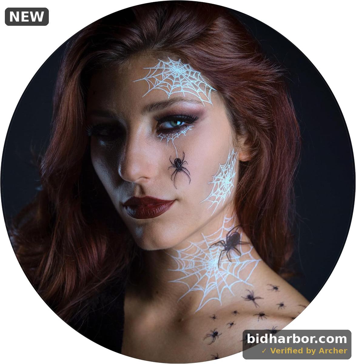 Halloween Spider Face Gems — Temporary Face Tattoos with Spider Web, 2-Pack