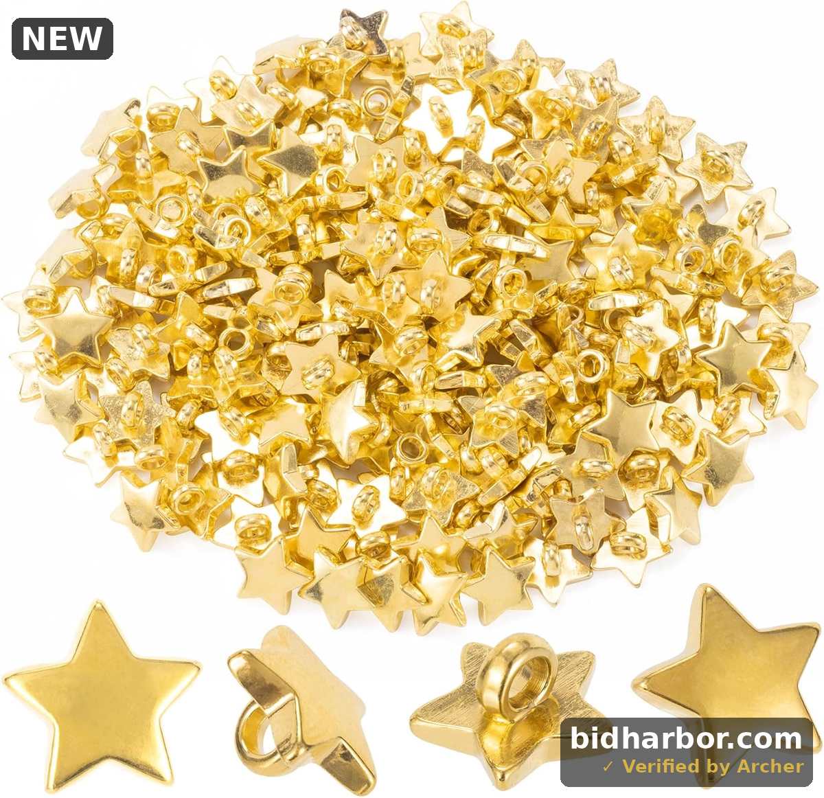 Plastic Star Buttons — Decorative Craft Buttons, 12.5mm, 120-Pack