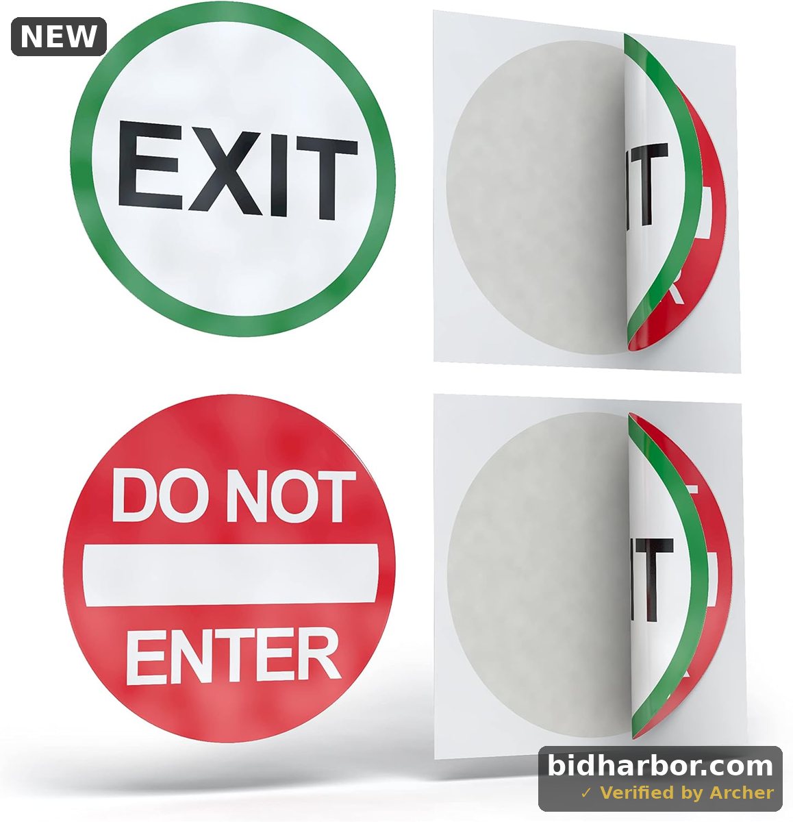 Kenco 6" Circle Enter Do Not Exit Double Sided Polyester Decal for Clear and Glass Doors - UV Resistant, Weatherproof, for Indoor/Outdoor Use - Made by Kenco in The USA (1 Pack (4 Decals))