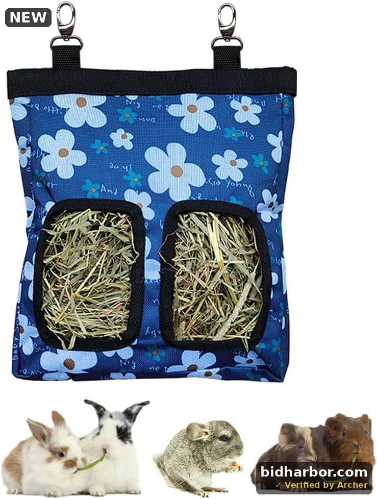 ElevateTech Rabbit Hay Feeder Bag, Guinea Pigs Hanging Hay Bag 2 Windows Large Capacity Hays Holder Bags Small Animal Feeder Dispenser for Bunny Guinea Pig Chinchilla Hamsters (Black)
