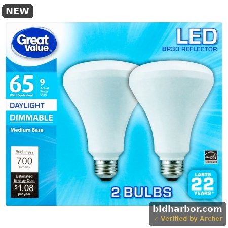 Great Value LED Light Bulbs 9W (65W Equivalent) Dimmable Daylight 2-Pack