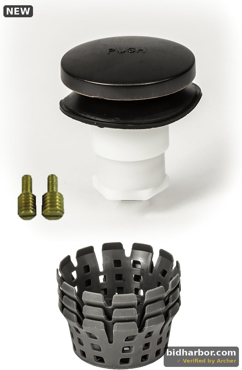 Universal Toe Touch (Tip Toe, Foot Actuated) Bath Tub/Bathtub Drain Stopper includes 3/8" and 5/16" Fittings